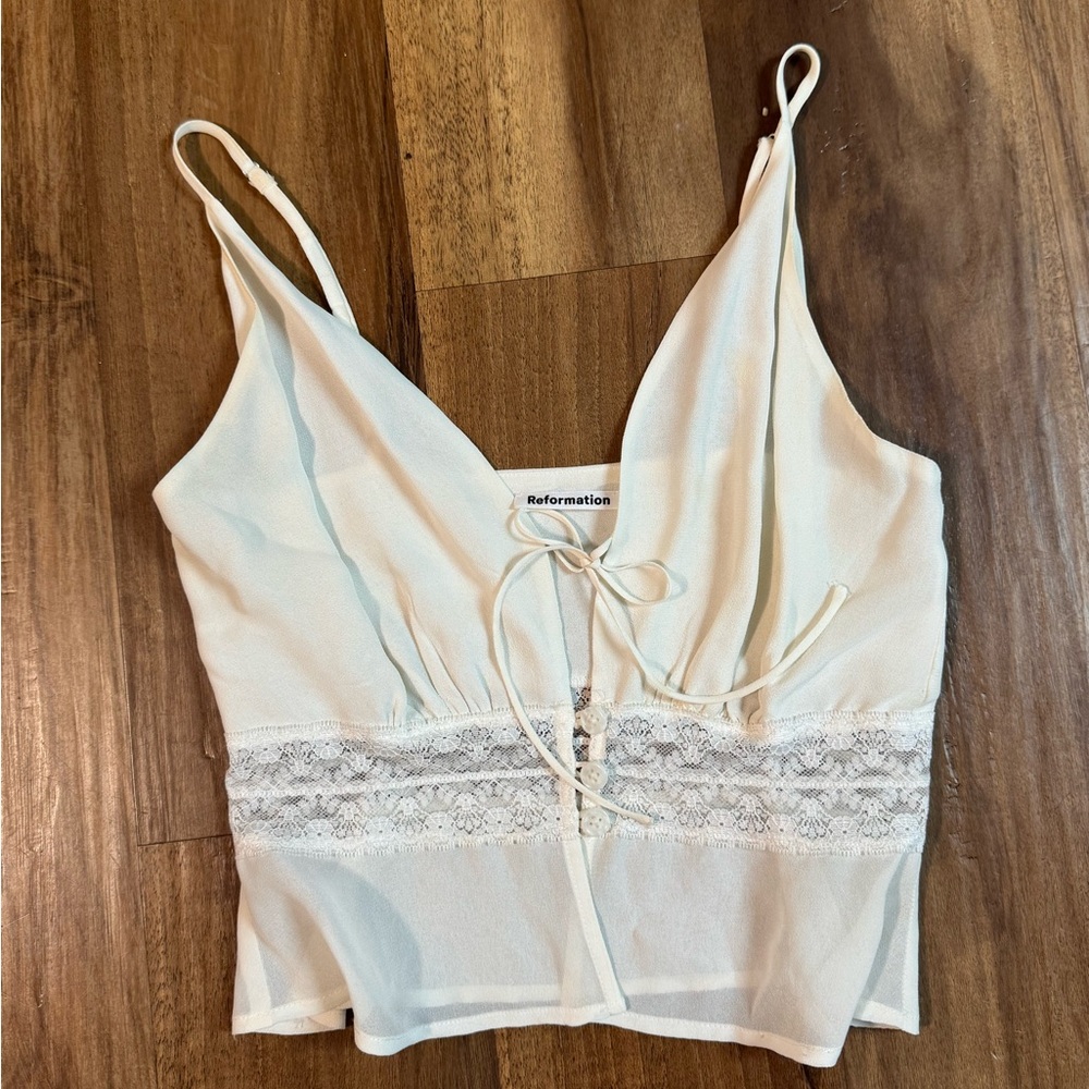Reformation White Lace Tank